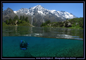 Mountain Lake Diving with my wife Caroline. Que du bonheu... by Michel Lonfat 